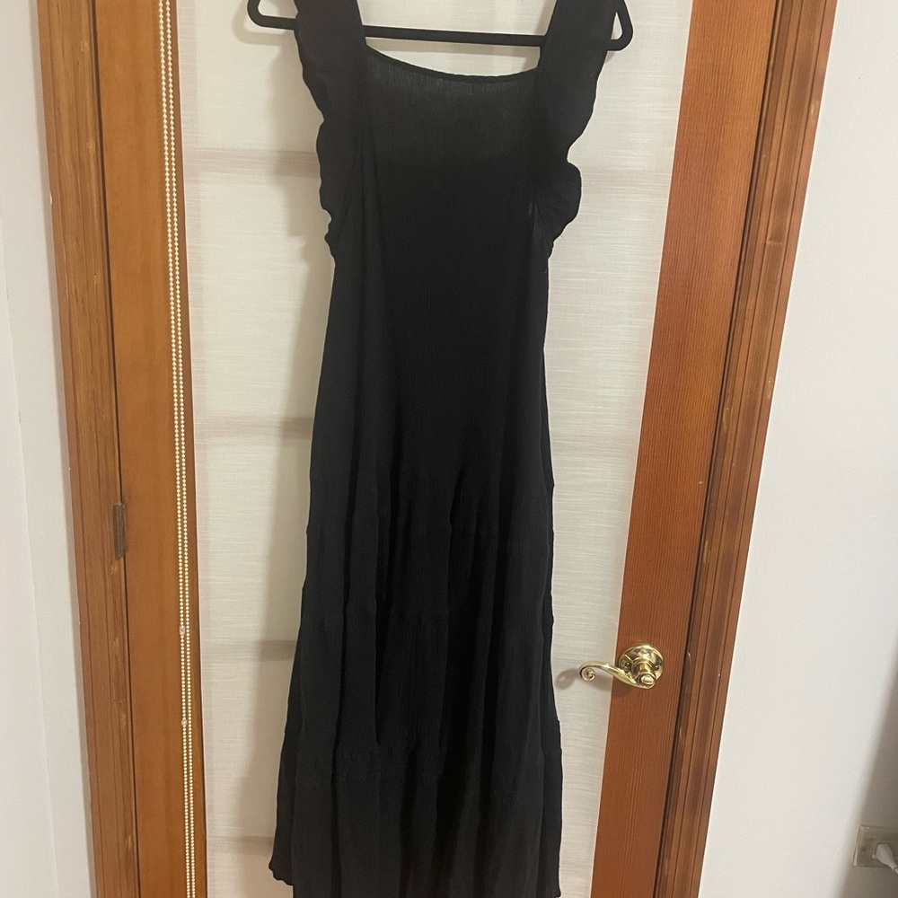 Free People Caught In Motion Gauze Tiered Maxi Dress | Black Size S - Picture 5 of 5
